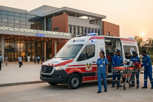 SAMU Bénin — Ambulance & équipe (hero)
